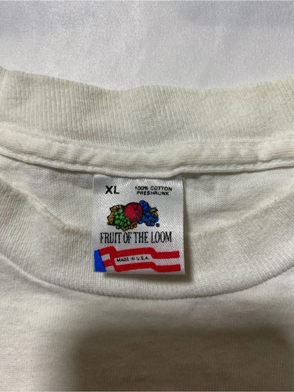 90’s Fruit of the Loom single stitch White Tee with Green Tree Artwork